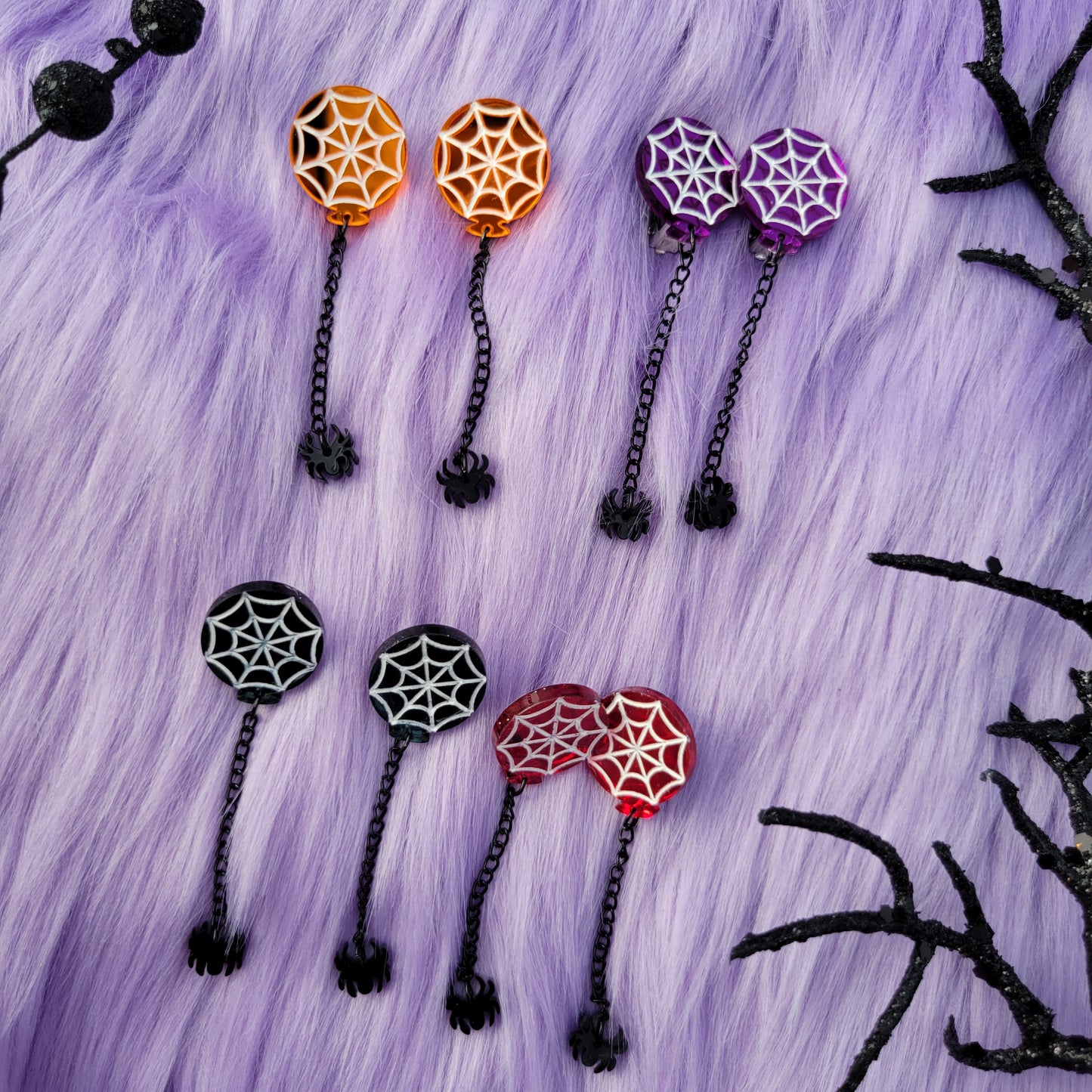 Halloween Balloon Earrings | Halloween Earrings | Spiderweb Earrings | Gothic Halloween | Gothic Earrings