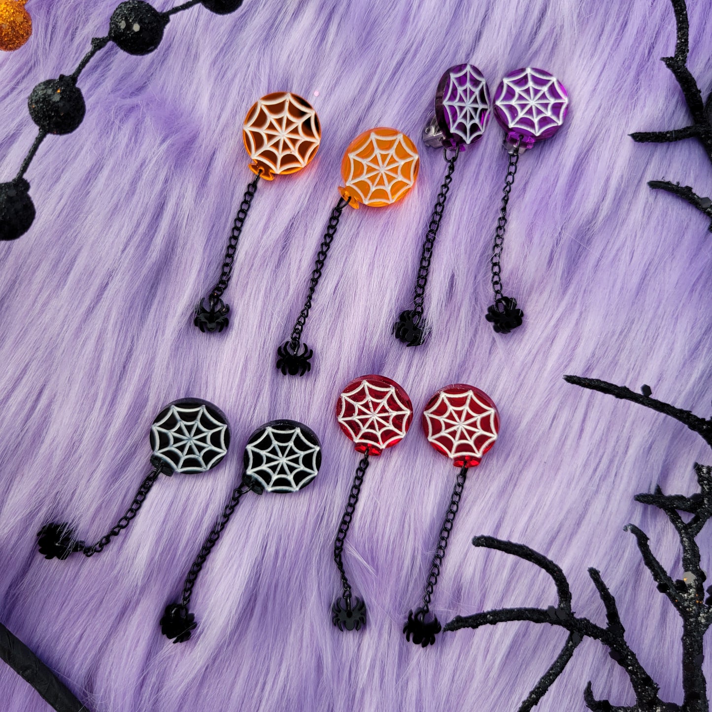 Halloween Balloon Earrings | Halloween Earrings | Spiderweb Earrings | Gothic Halloween | Gothic Earrings