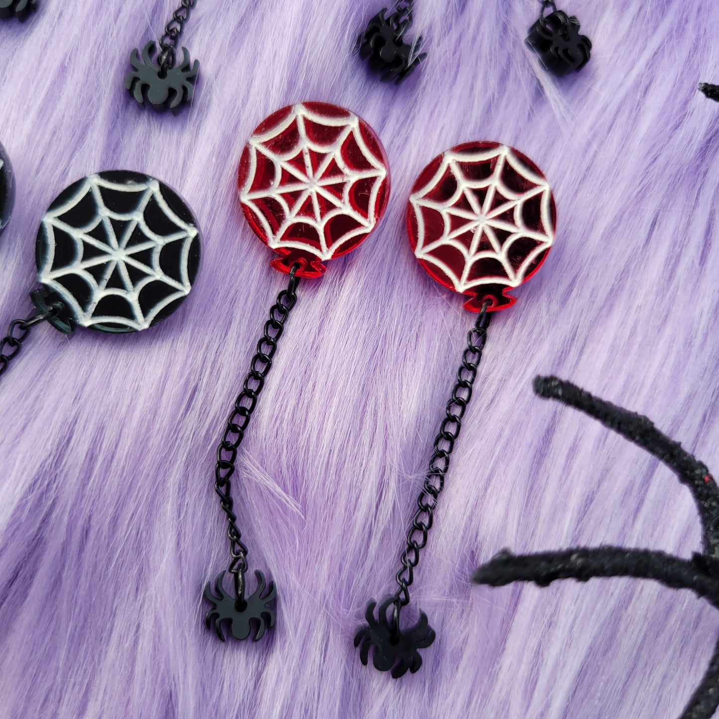 Halloween Balloon Earrings | Halloween Earrings | Spiderweb Earrings | Gothic Halloween | Gothic Earrings