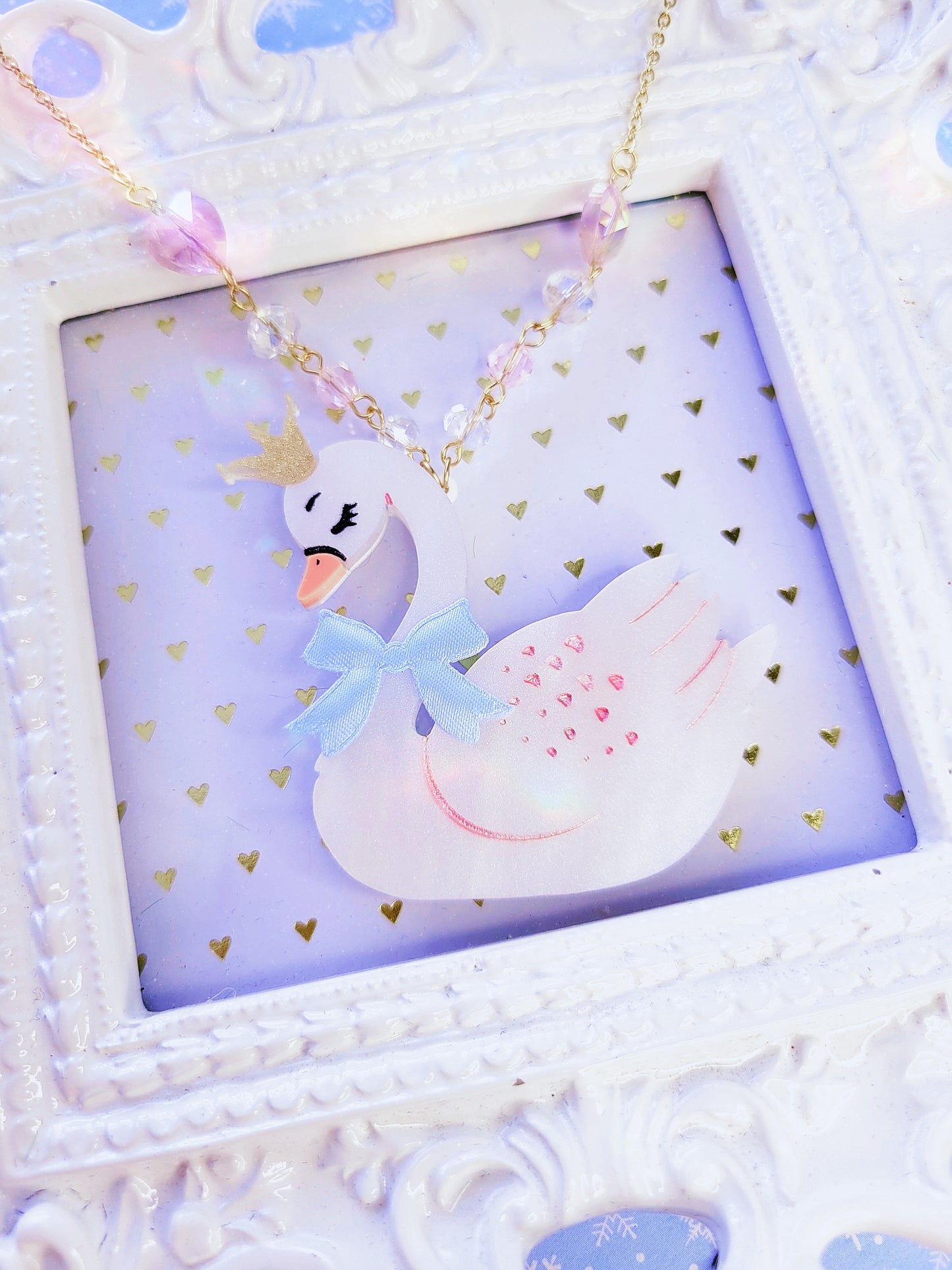 Pastel Swan Necklace | Swan Princess | Sweet Lolita Necklace | Pastel Christmas Necklace