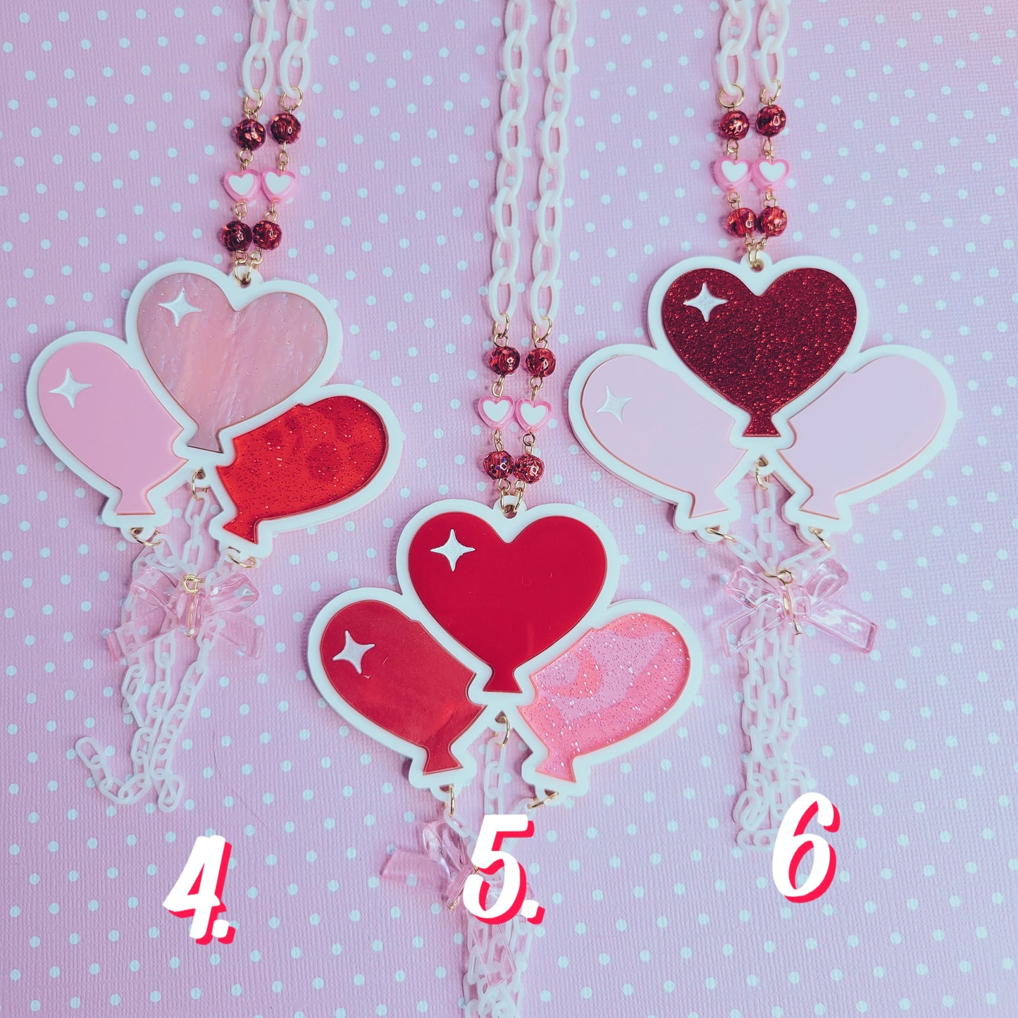 Valentines Heart Balloon Necklace | Red Balloon | Pink Hearts | Pink Balloons | Valentines Necklace | Sweet Lolita Necklace | Kawaii Balloon