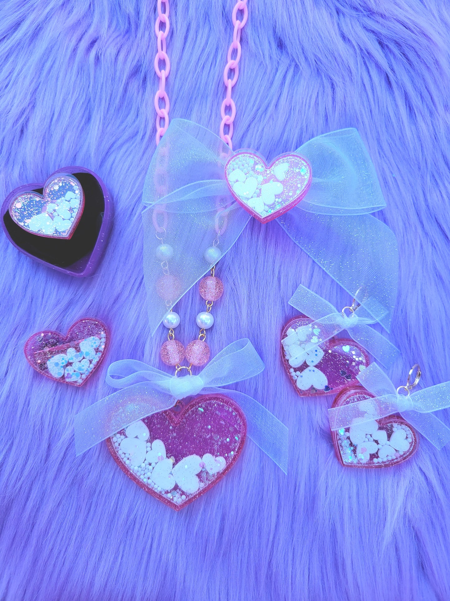 Glitter Heart Shaker Earrings | Valentines Heart Earrings | Glitter Valentines Earrings | Lovecore Earrings | Sweet Lolita Earrings