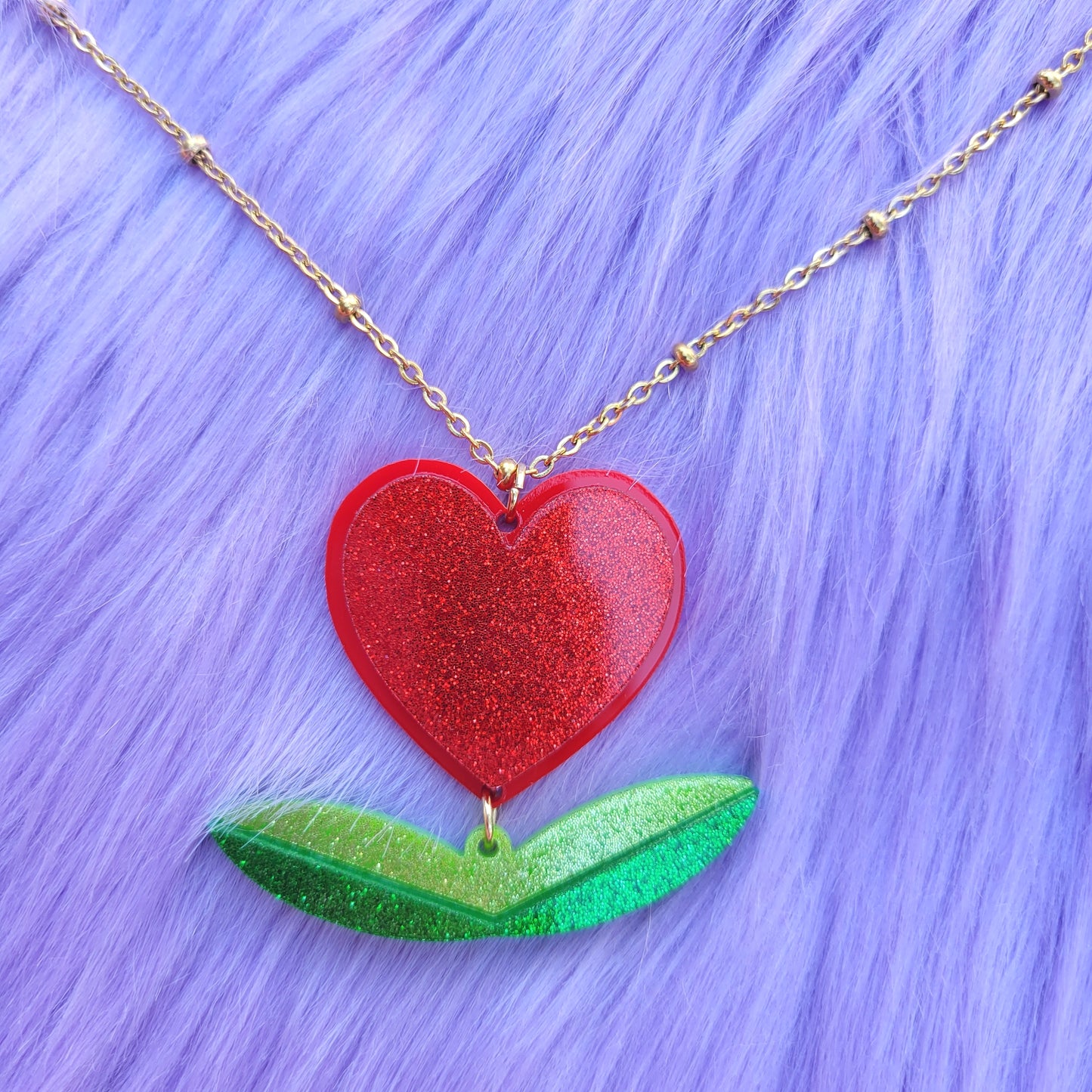Heart Flower Necklace | Red Heart Necklace | Valentines Necklace | Lovecore Necklace
