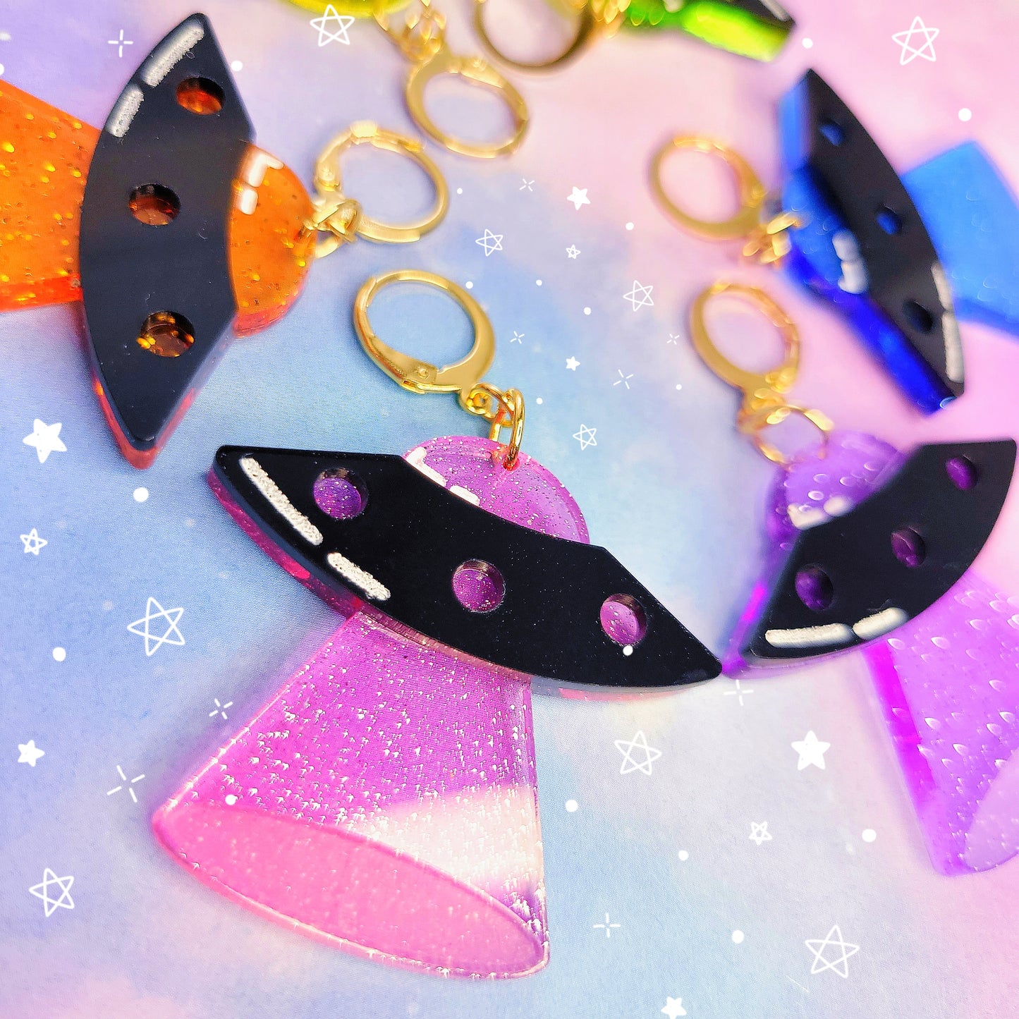 UFO Earrings | Uchuu Kei Earrings | Spaceship Earrings | Rave Earrings | Alien Earrings