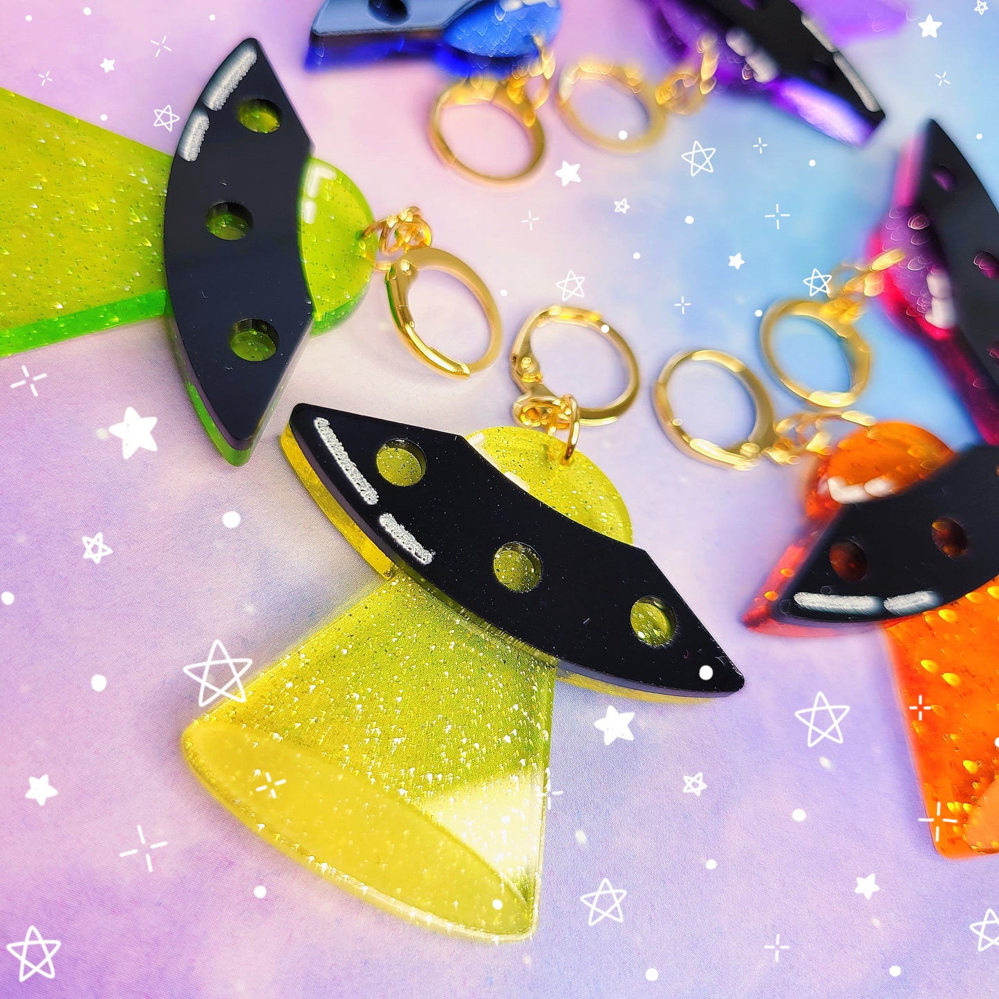 UFO Earrings | Uchuu Kei Earrings | Spaceship Earrings | Rave Earrings | Alien Earrings