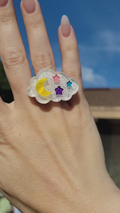 Sweet Dreams Ring | Sparkly Cloud Ring | Pastel Star Ring | Sweet Lolita Ring