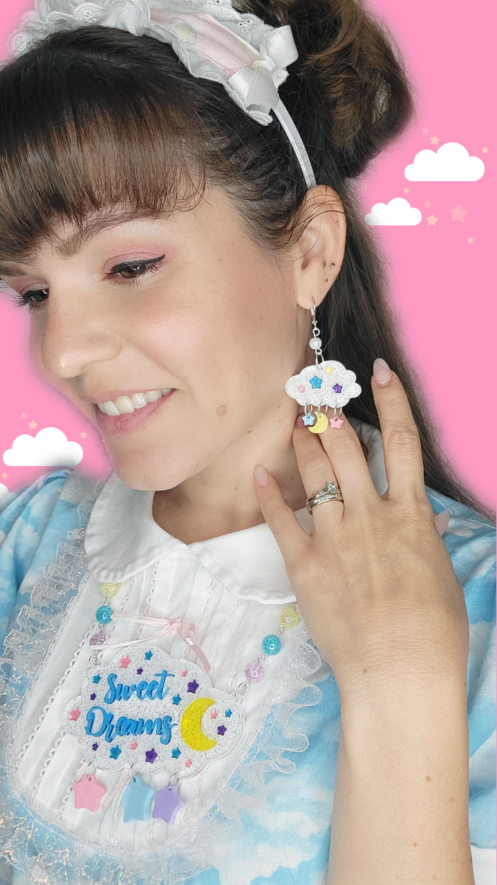 Sweet Dreams Earrings | Sparkly Cloud Earrings | Pastel Star Earrings | Sweet Lolita Earrings