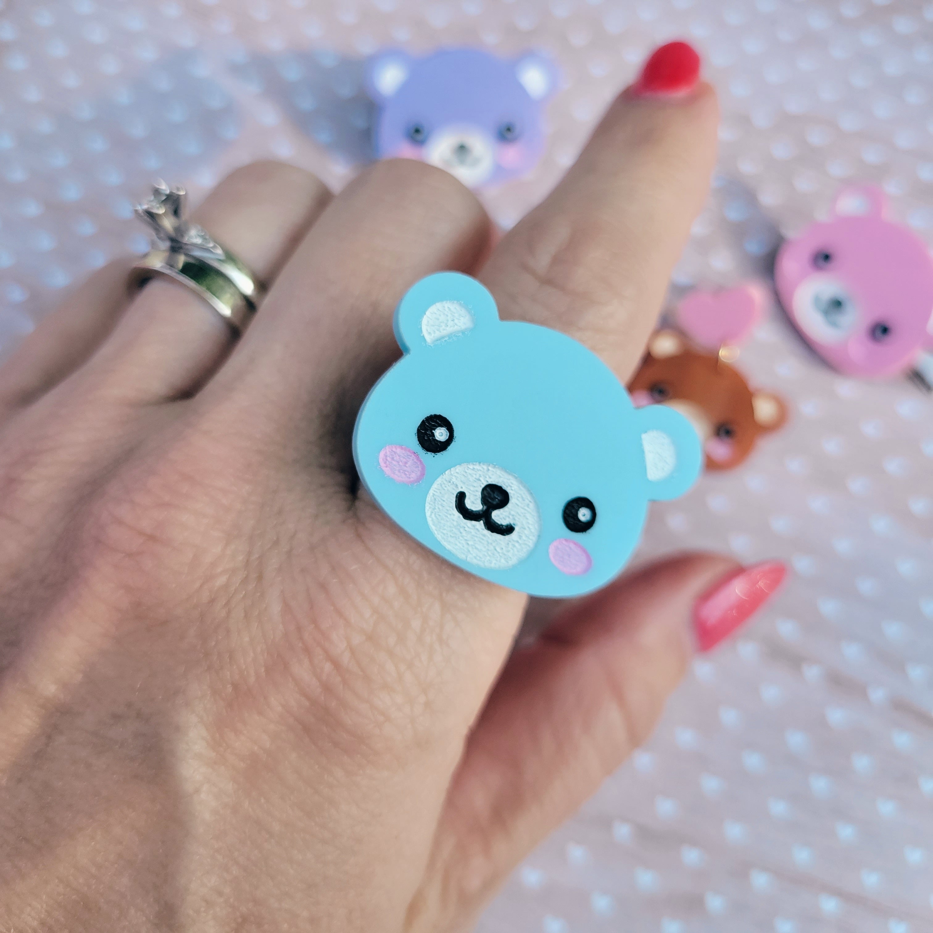 Buy AJS Teddy Bear Metal Couple Rings at Amazon.in