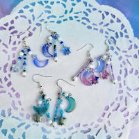 Pastel Moon Earrings | Cosmic Moon Dangles | Magical Girl Earrings