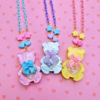 Pastel Teddy Bear Shaker Necklace | Pastel Bear Necklace | Teddy Necklace | Shaker Bear | Fairy Kei Necklace | Dolly Kei | Yume Kawaii