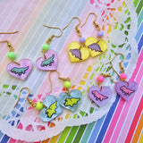 Pastel Dinosaur Earrings | Dino Core | Dino Kei | Kawaii Dinosaurs | Heart Earrings