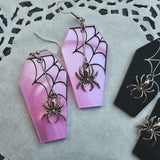 Spiderweb Coffin Earrings | Halloween Earrings | Spiderweb Earrings