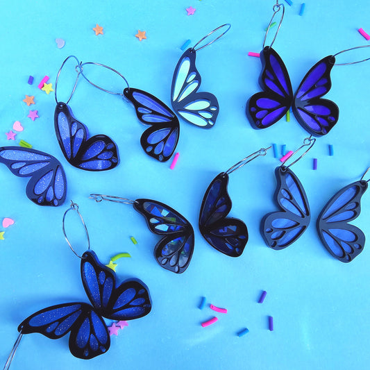 Dark Butterfly Wing Earrings | Blue Butterfly Earrings | Summer Earrings | Purple Butterfly | Spring Earrings