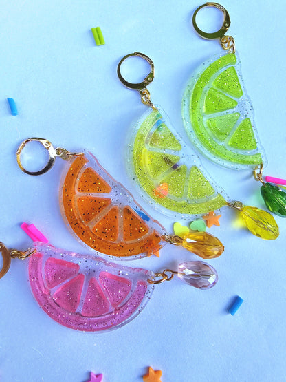 Sparkly Fruit Earrings | Glitter Fruit | Spring Earrings | Summer Earrings | Juicy Earrings