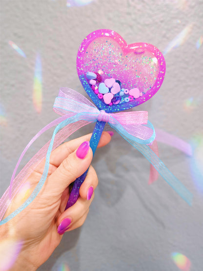 Glow in the Dark Heart Wand | Glowing Heart Shaker Wand | Glowing Wand | Magical Wand | STIM Wand | Magical Girl Wand | Rainbow Wand