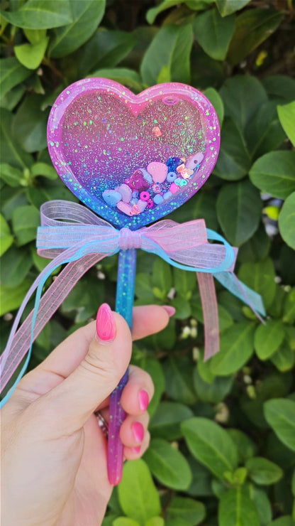 Glow in the Dark Heart Wand | Glowing Heart Shaker Wand | Glowing Wand | Magical Wand | STIM Wand | Magical Girl Wand | Rainbow Wand