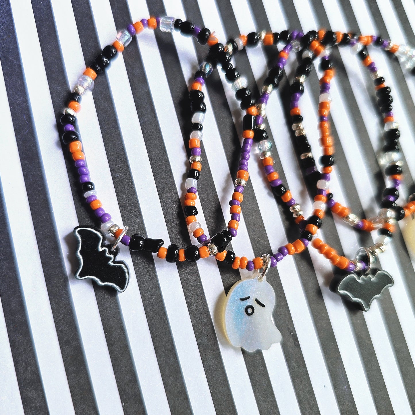 Halloween Kandi Bracelet | Halloween Bracelet | Bat Bracelet | Pumpkin Bracelet