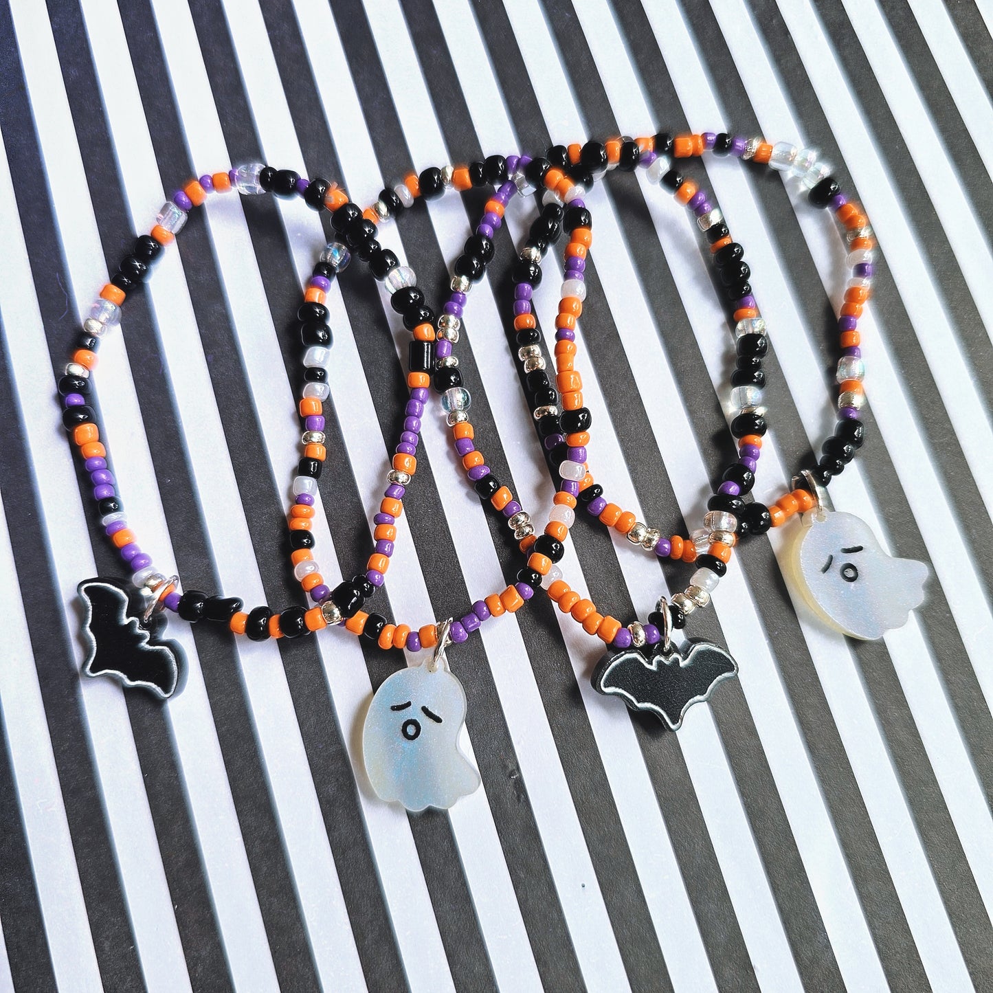 Halloween Kandi Bracelet | Halloween Bracelet | Bat Bracelet | Pumpkin Bracelet