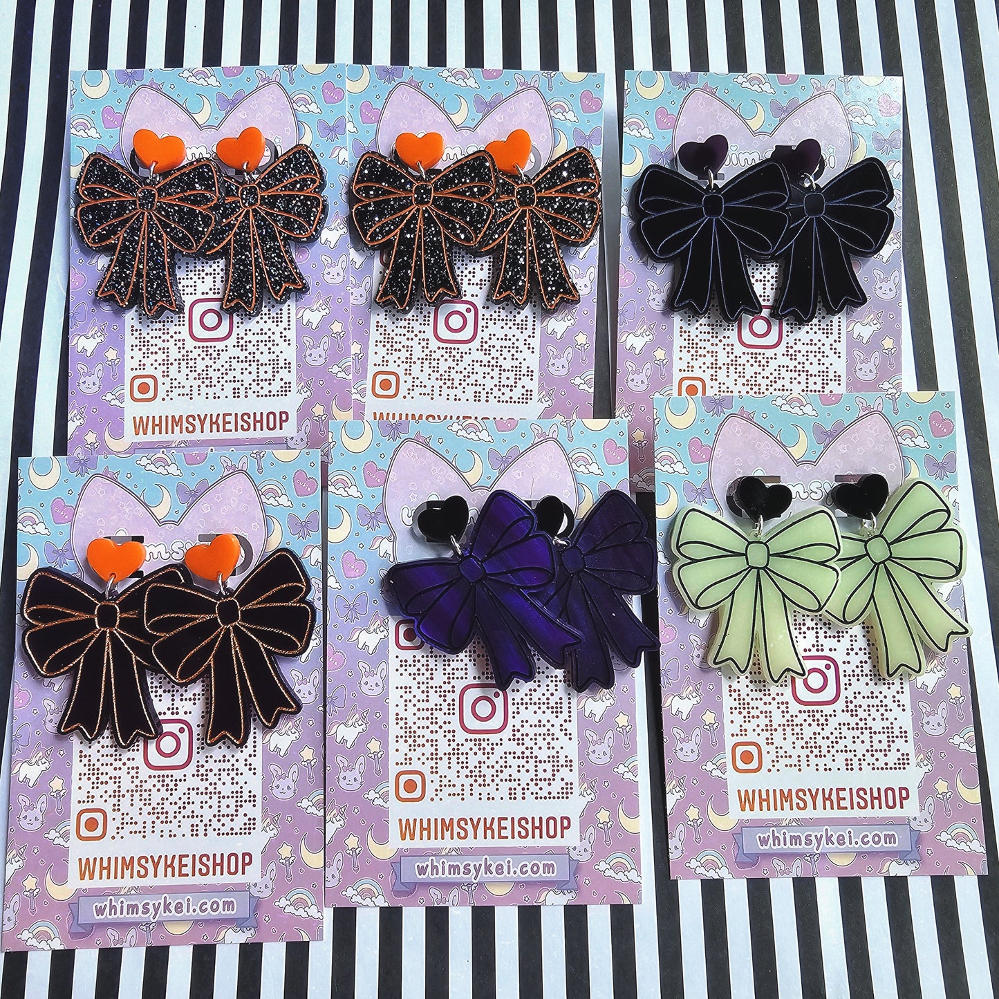 Halloween Bow Earrings | Halloween Earrings | Lolita Earrings | Statement Earrings | Gothic Earrings