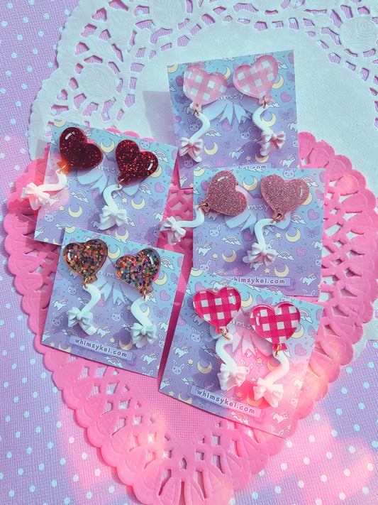 Valentines Earrings | Heart Balloon Earrings | Lolita Earrings | Kawaii Heart Earrings