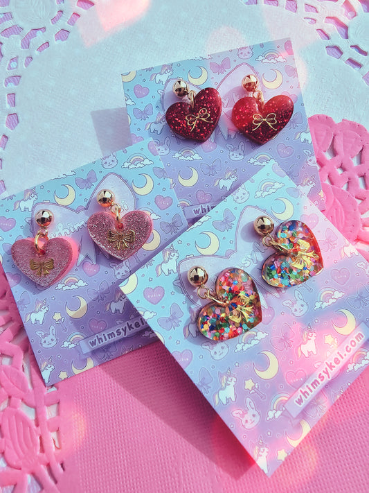 Dainty Heart Stud Earrings | Larme Kei Earrings | Girly Kei | Dolly Kei | Sweet Lolita Earrings