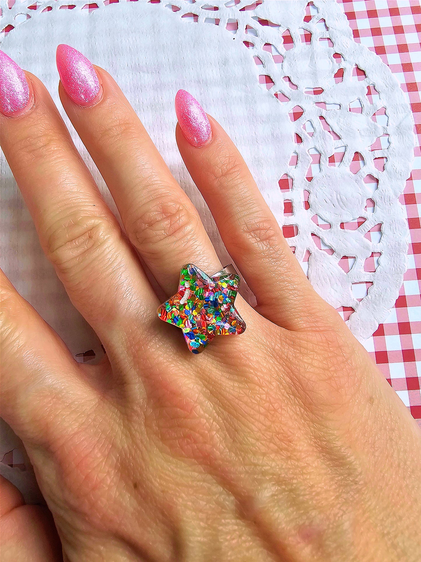 Rainbow Star Ring | Bright Star | Fairy Kei Ring | Decora Kei | Sweet Lolita Ring