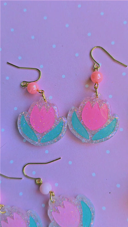 Pastel Tulip Earrings | Flower Earrings | Pink Tulip | Cottage Core Earrings | Spring Earrings | Summer Earrings | Easter Earrings