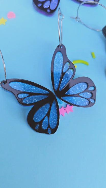Dark Butterfly Wing Earrings | Blue Butterfly Earrings | Summer Earrings | Purple Butterfly | Spring Earrings