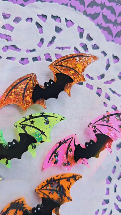 Neon Bat Wing Hair Clip | Neon Halloween Hair Clip | Bat Hair Clip | Goth Hair Clip