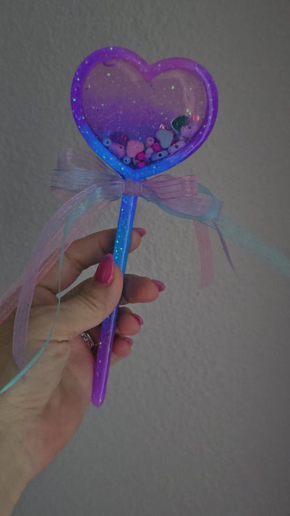 Glow in the Dark Heart Wand | Glowing Heart Shaker Wand | Glowing Wand | Magical Wand | STIM Wand | Magical Girl Wand | Rainbow Wand