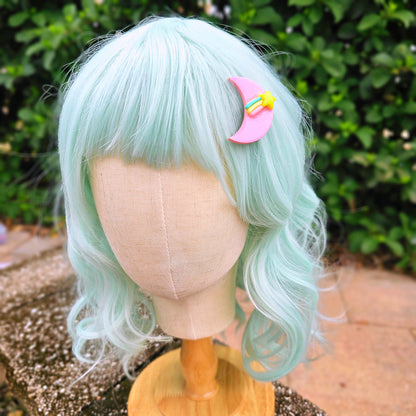 Pastel Moon Hair Clip | Mahou Kei Clip | Pastel Clip | Shooting Star Clip