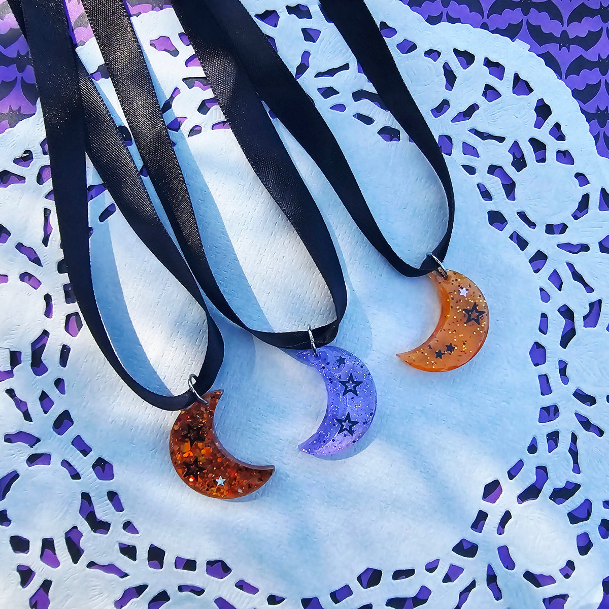 Halloween Moon Choker | Black Ribbon | Halloween Choker | Goth Choker | Black Choker