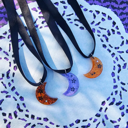 Halloween Moon Choker | Black Ribbon | Halloween Choker | Goth Choker | Black Choker