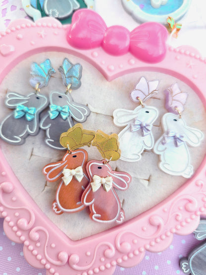 Easter Bunny Earrings | Rabbit Earrings | Butterfly Earrings | Brown Bunny | Easter Earrings