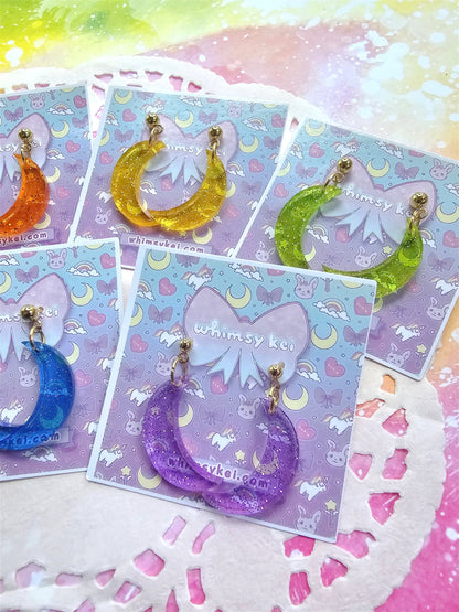 Jelly Moon Earrings | Mahou Kei Earrings | Fairy Kei | Moon Stud Earrings | Pastel Earrings