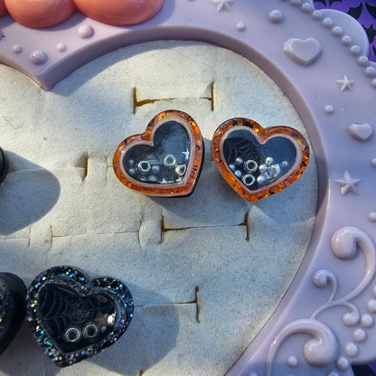 Heart Shaker Earrings | Halloween Heart Earrings | Halloween Earrings | Goth Earrings | Gothic Lolita Earrings