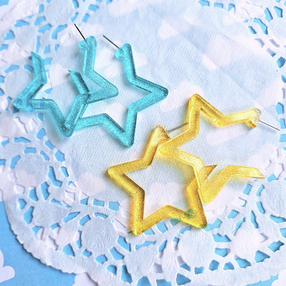 Large Star Hoops | Statement Hoop Earrings | 90s Earrings | Chunky Earrings | Fairy Kei Earrings