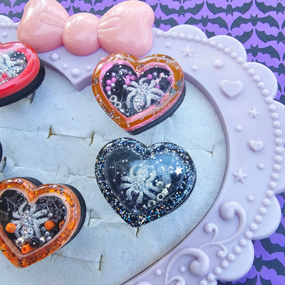 Halloween Heart Shaker Ring | Gothic Heart Ring | Glitter Halloween Ring | Goth Ring | Gothic Lolita Ring