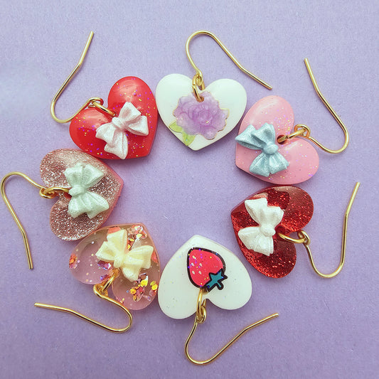 Dainty Heart Earrings | Larme Kei Earrings | Girly Kei | Dolly Kei | Sweet Lolita Earrings