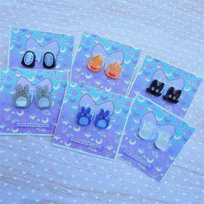 Character Stud Earrings | Anime Inspired Earrings | Cat Earrings | Fire Earrings