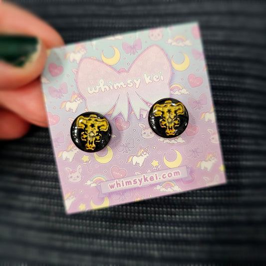 Black Bulls Earrings | Black Clover Earrings | Anime Earrings | Black Bulls Stud Earrings | Anime Inspired Earrings