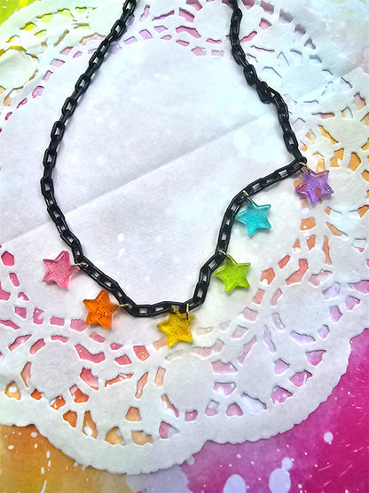 Rainbow Star Choker | Decora Kei Necklace | Rainbow Choker
