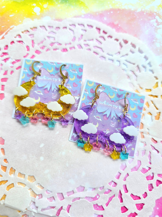 Mini Jelly Moon Earrings | Pastel Moon | Fairy Kei Moon | Decora Kei Earrings | Sweet Lolita Earrings | Pastel Sky | Dreamy Sky