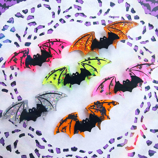 Neon Bat Wing Hair Clip | Neon Halloween Hair Clip | Bat Hair Clip | Goth Hair Clip