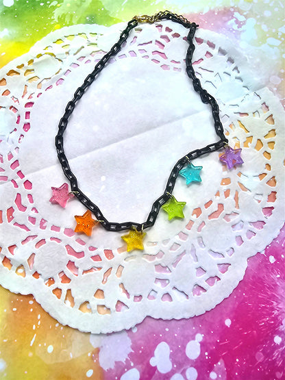 Rainbow Star Choker | Decora Kei Necklace | Rainbow Choker