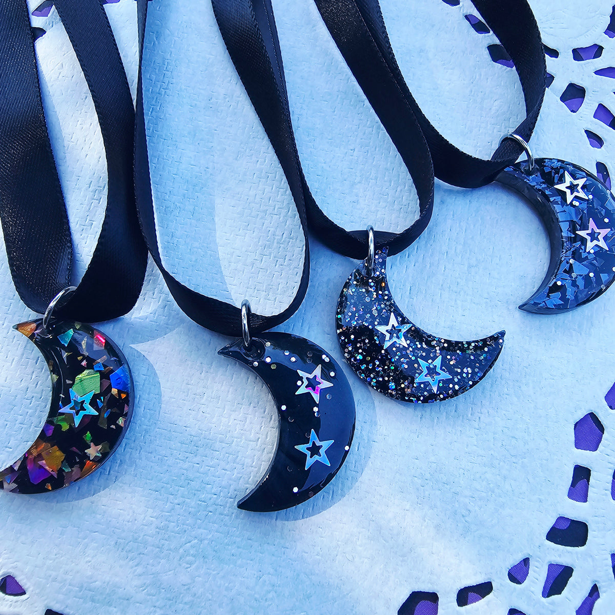 Black Moon Choker | Black Ribbon | Halloween Choker | Goth Choker | Black Choker