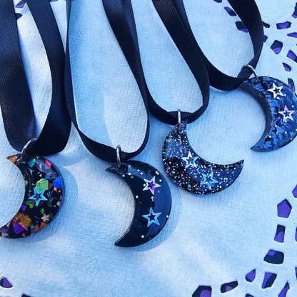 Black Moon Choker | Black Ribbon | Halloween Choker | Goth Choker | Black Choker