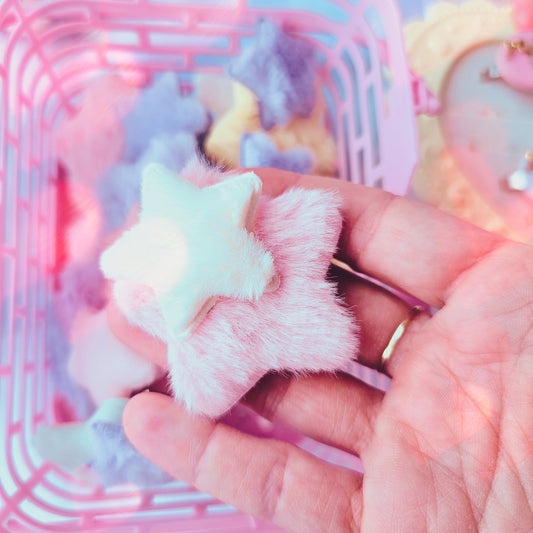 Fuzzy Star Clips | Fairy Kei Clip | Star Hair Clip