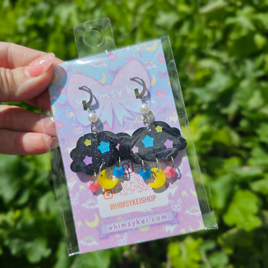 Black Sweet Dreams Earrings | Black Cloud Earrings | Pastel Star Earrings | Sweet Lolita Earrings