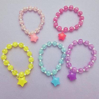 Decora Kei Bracelets | Kawaii Bracelets | Kawaii Kandi | Pink Bracelet | Star Bracelet